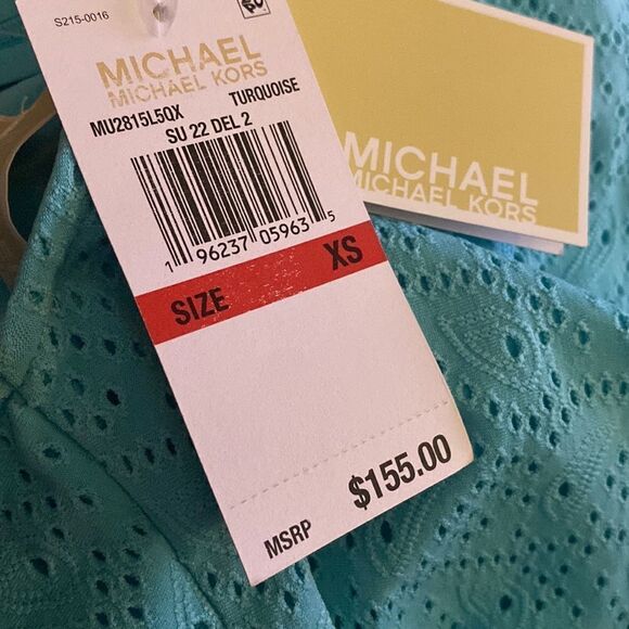 Michael Kors Wrap Dress Eyelet Dress Surplice V-Neck Short Flutter Sleeve Ring - Picture 5 of 6